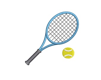 Tennis Racket Embroidery Design Tennis Single Racket with Tennis Ball Machine Embroidery File Instant Download