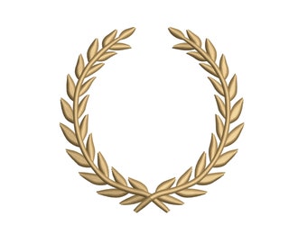 Laurel Wreath Embroidery Design, Wheat Monogram Embroidery Pattern, 10 Sizes, Instant Download