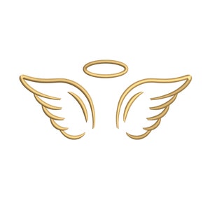 Angel Wings Embroidery Design, Angel Wing with Halo Machine Embroidery File, Little Angel Wings Embroidery Pattern, 10 Sizes