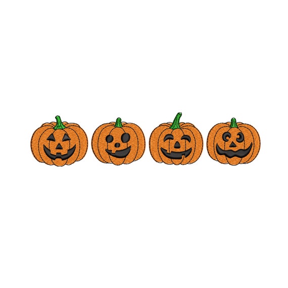 Halloween Pumpkins Embroidery Design, Spooky Smile Machine Embroidery File, Instant Download, 4 Sizes