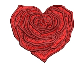 Rose Heart Embroidery Design, Valentine's Day Embroidery Pattern, 3 Sizes