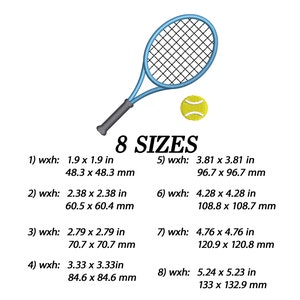 tennis racket machine embroidery pattern