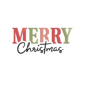 Merry Christmas Machine Embroidery Design, Christmas Embroidery File, Instant Download, 6 Sizes