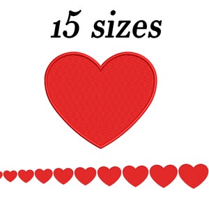 Herz Stickerei Design, Full Fill Herz Formen Stickerei, MIni rotes Herz Maschinenstickmuster. Liebe Valentinstag
