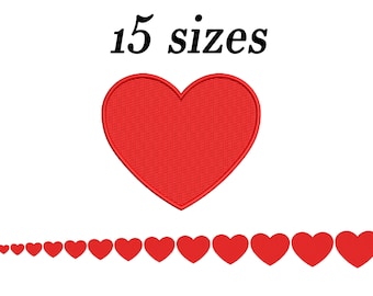 Red Heart Shape Embroidery Design, Full Fill Stitch Love Valentines Day, Instant Download