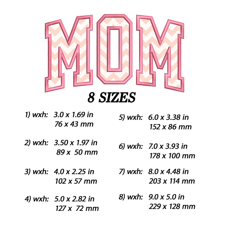 Mom Printed Pattern Mom Applique Embroidery Design, Mama Arched Outline, Instant Download ...