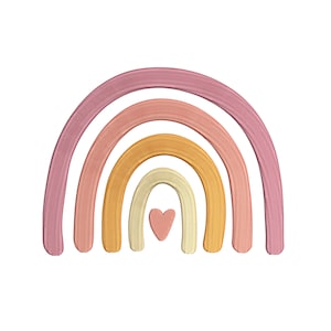 Regenbogen Maschinenstickerei, Boho Regenbogen mit Herz Maschinenstickmuster