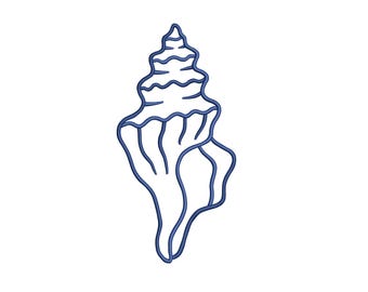 Seashell Outline Embroidery Design, Coastal Summer Pattern, 10 Sizes, Instant Download