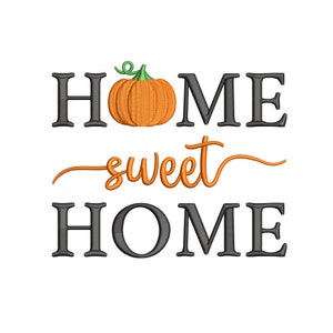 Home Sweet Home Pumpkin Embroidery Design Autumn Fall Embroidery Design