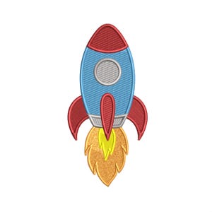 Spaceship Embroidery Design, Spacecraft Rocket Machine Embroidery File, 8 Sizes