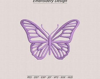 Butterfly Outline Embroidery Design, Silhouette Machine Pattern, 6 sizes