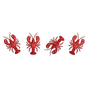 Red Lobster Embroidery Design, Nautical Crawfish Machine Embroidery File, 6 sizes, Instant Download