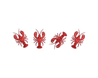 Red Lobster Embroidery Design, Nautical Crawfish Machine Embroidery File, 6 sizes, Instant Download