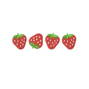 Strawberry Embroidery Design, Four Strawberries Machine Embroidery Pattern, Summer Fruits Embroidery Pattern, 4 Sizes, Instant Download