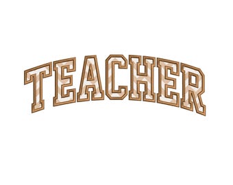Lehrer gebogene Applikation Stickmuster, gewölbter Satin-Stich, Instant Download