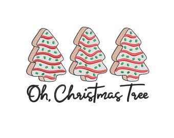 Christmas Cake Tree Machine Embroidery Design, Digital Download, 4 Sizes