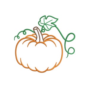 Diseño de bordado de calabaza, calabaza con archivo de bordado de máquina de hoja, descarga instantánea