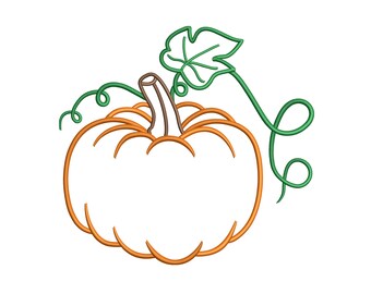 Pumpkin Embroidery Design, Outline Fall Vegetable Embroidery File, Instant Download, 4 Sizes