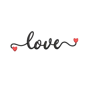 Amore ricamo Design, amore con cuori, file di ricamo di cuori d&#39;amore, download istantaneo di 6 dimensioni