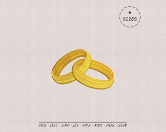 Wedding  Rings Embroidery Design, Bridal Interlocking Rings Digital File, 6 Sizes