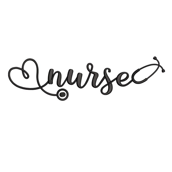 Nurse Embroidery Design, Love Stethoscope Heart Machine Embroidery Pattern, Nurse Heart Embroidery File, 6 sizes