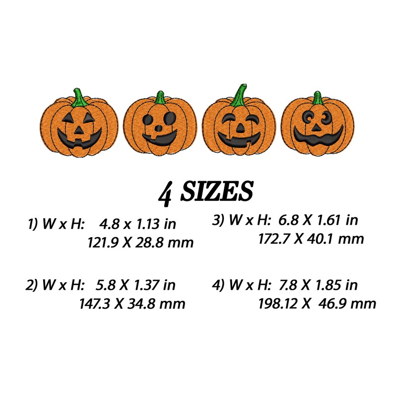 four pumpkin embroidery design