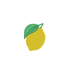 Lemon Embroidery Design, Mini Lemon Machine Embroidery File, Mini Summer Fruit, Instant Download, 10 Sizes