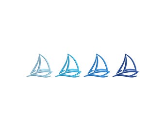Motif de broderie Machine contour voilier, Silhouette de yacht nautique, téléchargement immédiat, 4 tailles