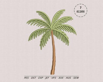 Palm Tree Embroidery Design, Tropical Summer Beach Palm Pattern, Instant Download