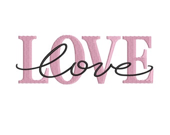 Love text Embroidery Design Embroidery Pattern Stylized Love word