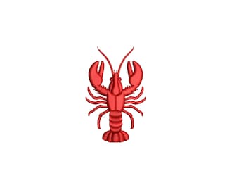 Nautical Red Lobster Embroidery Design, Crawfish Embroidery File, 8 sizes, Instant Download