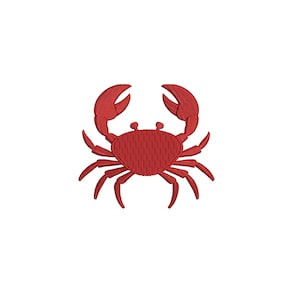 Mini Crab Embroidery Design, Coastal Red Crab Machine Embroidery File, Nautical Embroidery, Instant Download, 10 Sizes