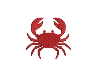 Red Crab Embroidery Design, Coastal Nautical Machine Embroidery File, 10 Sizes, Instant Download,