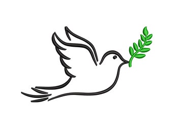 Peace Dove Embroidery Design, Satin Outline, Instant Download, 6 sizes