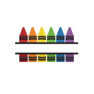 Split Buntstifte Stickmuster, Stickdatei für Schulanfänger, Stickdatei für Schulanfänger, Instant Dwonload, 4 Größen