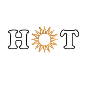 Sun Embroidery Design, Hot Summer Machine Embroidery File, 4 sizes, Instant Download