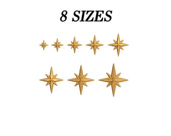 Retro Star Machine Embroidery Design, 8 Sizes, Instant Download