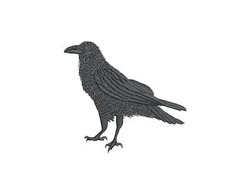 Raven Embroidery Design, Crow Bird Silhouette Embroidery File, 4 Sizes, Digital Download