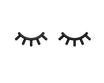 Eyelash Embroidery Design, Closed Eye Machine Pattern, Instant Download