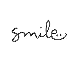 Smile Embroidery Design, Happy Positive Embroidery File, 8 Sizes, Instant Download