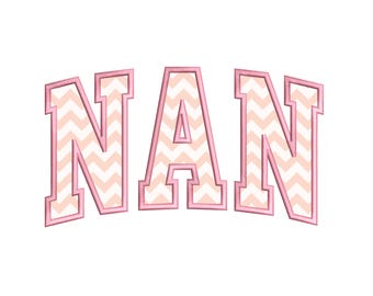 Nan Applique Embroidery Design, Curved Outline Embroidery File, 7 Sizes, Instant Download