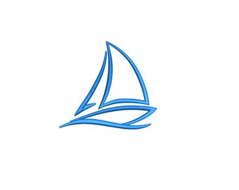 Motif de broderie voilier, fichier de broderie bateau de mer, 7 tailles, téléchargement numérique