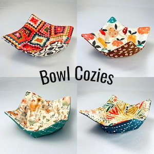 Microwave Bowl Cozy x Spoonflower | All Cotton Bowl Cozy | Microwave Bowl Holder |  Pot Holder | Reversible Bowl Cozy | Gift for Soup Lover
