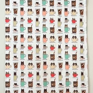 Mini Coffee Cats Tea Towel | Kitchen Towel | Housewarming Gift | Reusable Cloth Towel | Hostess Gift |  Gifts for Her