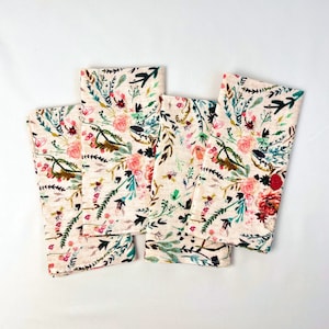 Floral Cotton Cloth Napkins: Pale Pink Dinner Napkins, Set of 4