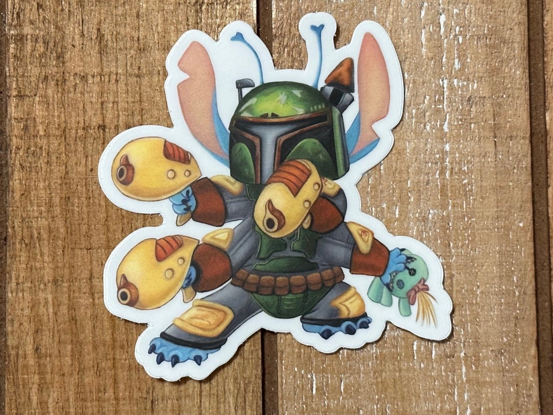 Boba Stitch Vinyl Sticker: Star Wars Mashup, Colored Pencil Art - Etsy