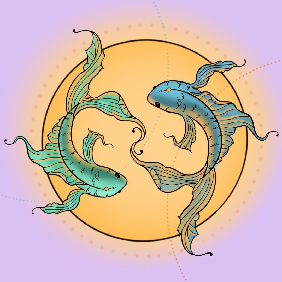 Pisces Printable Coloring Page Etsy