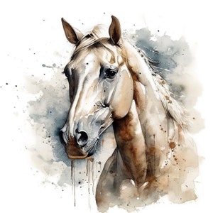 Aquarelle cheval Clipart - lot de 10 fichiers JPG de haute qualité - téléchargement numérique - création de cartes, clipart, création numérique en papier