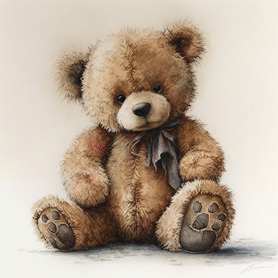 Heartbroken Teddy Bear Sad Love Crown Drawing · Creative Fabrica