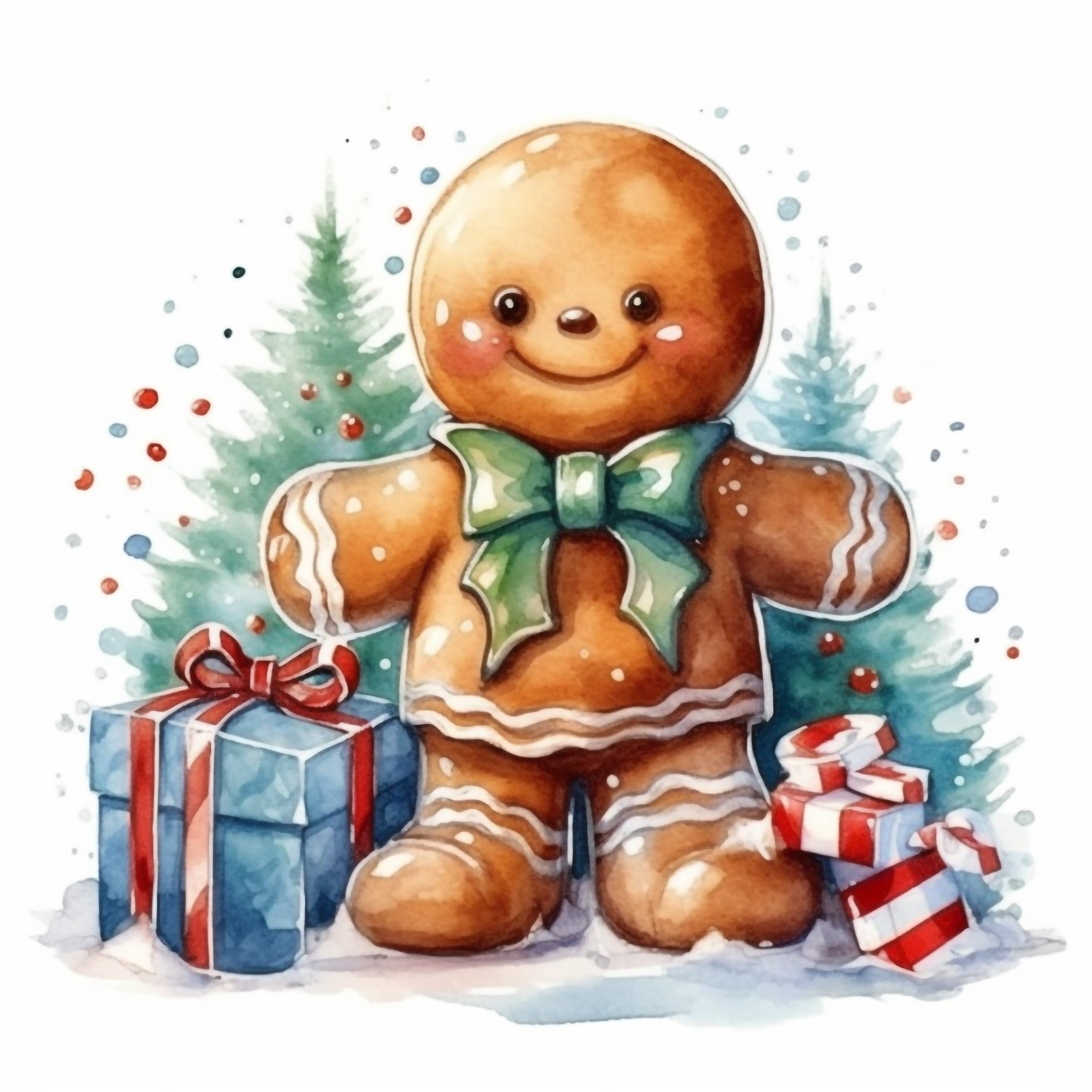 Watercolor Gingerbread 10 Digital Clipart Bundle High Quality Images